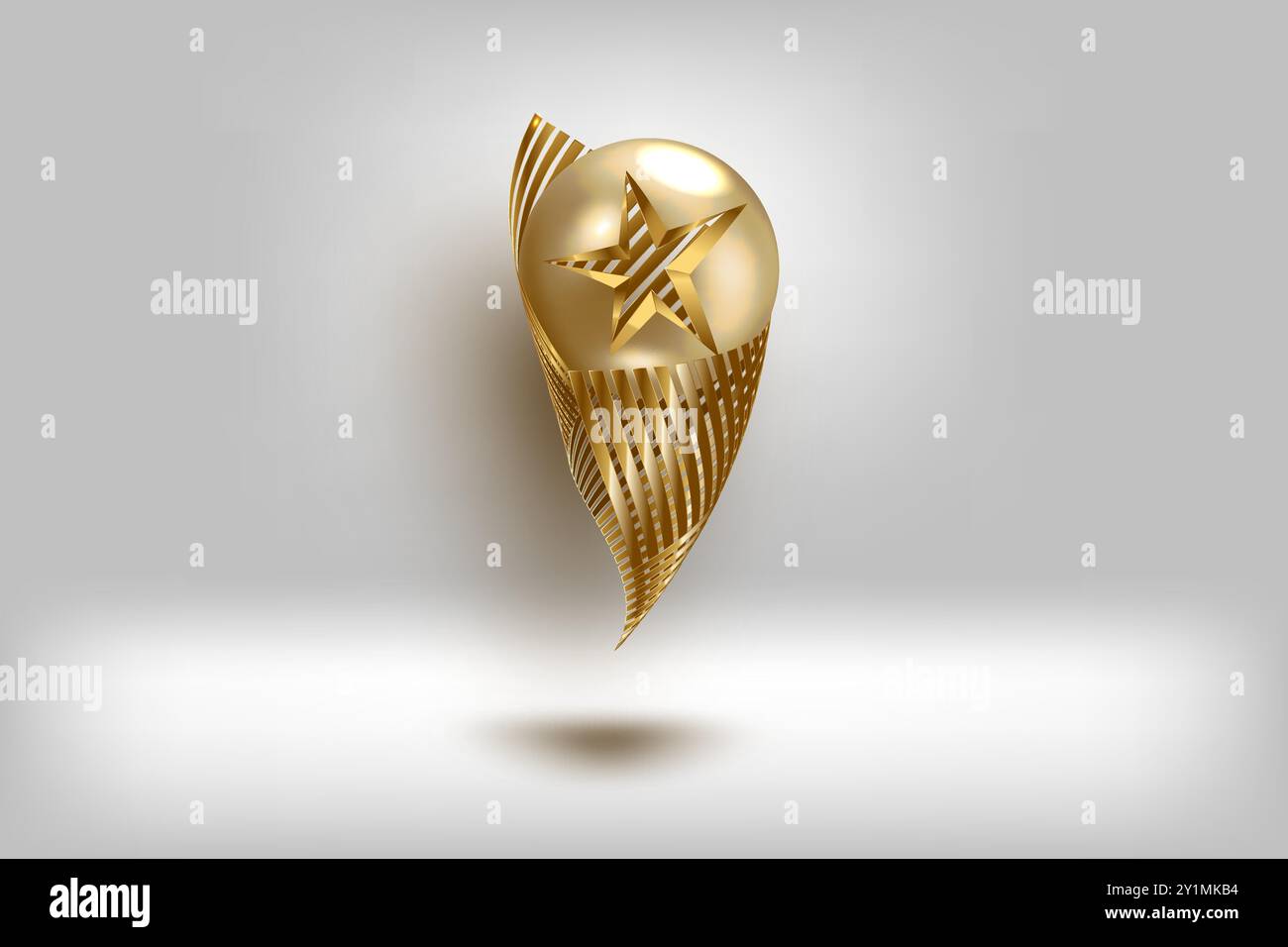 Prix réaliste Golden Star Trophy dans Vector Illustration de Vecteur