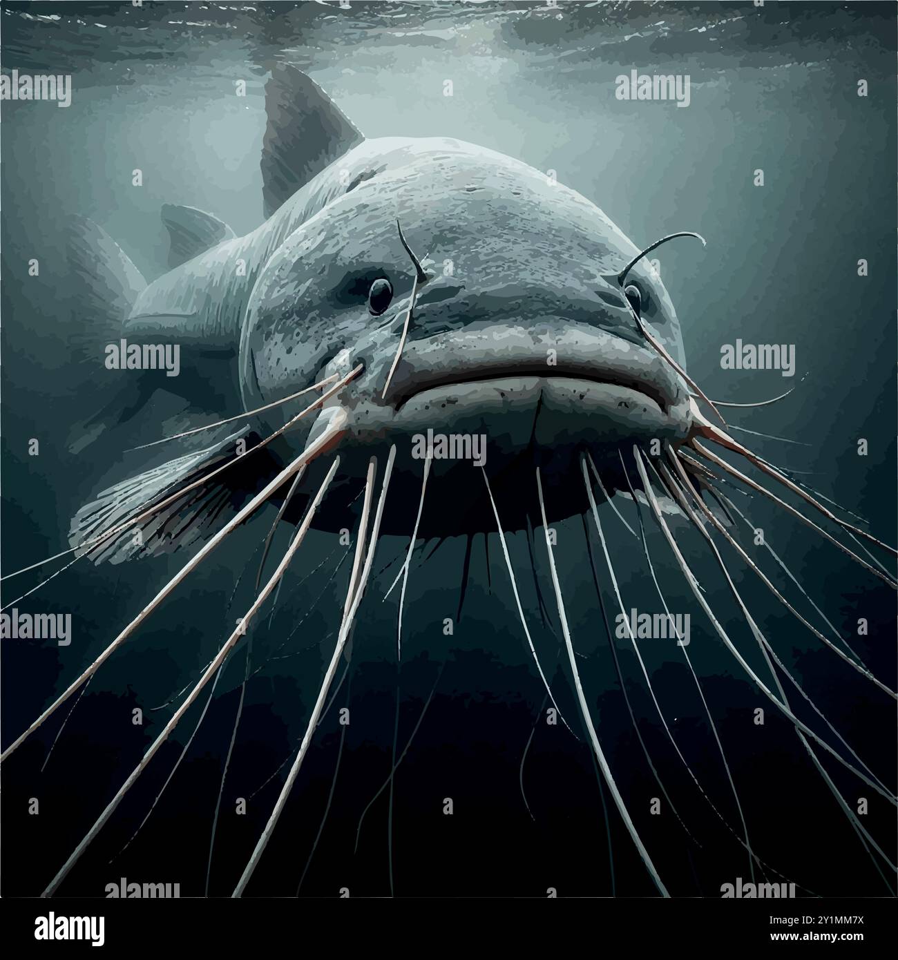 Le colossal poisson-chat Piraíba : légendes du bassin amazonien. Illustration de Vecteur