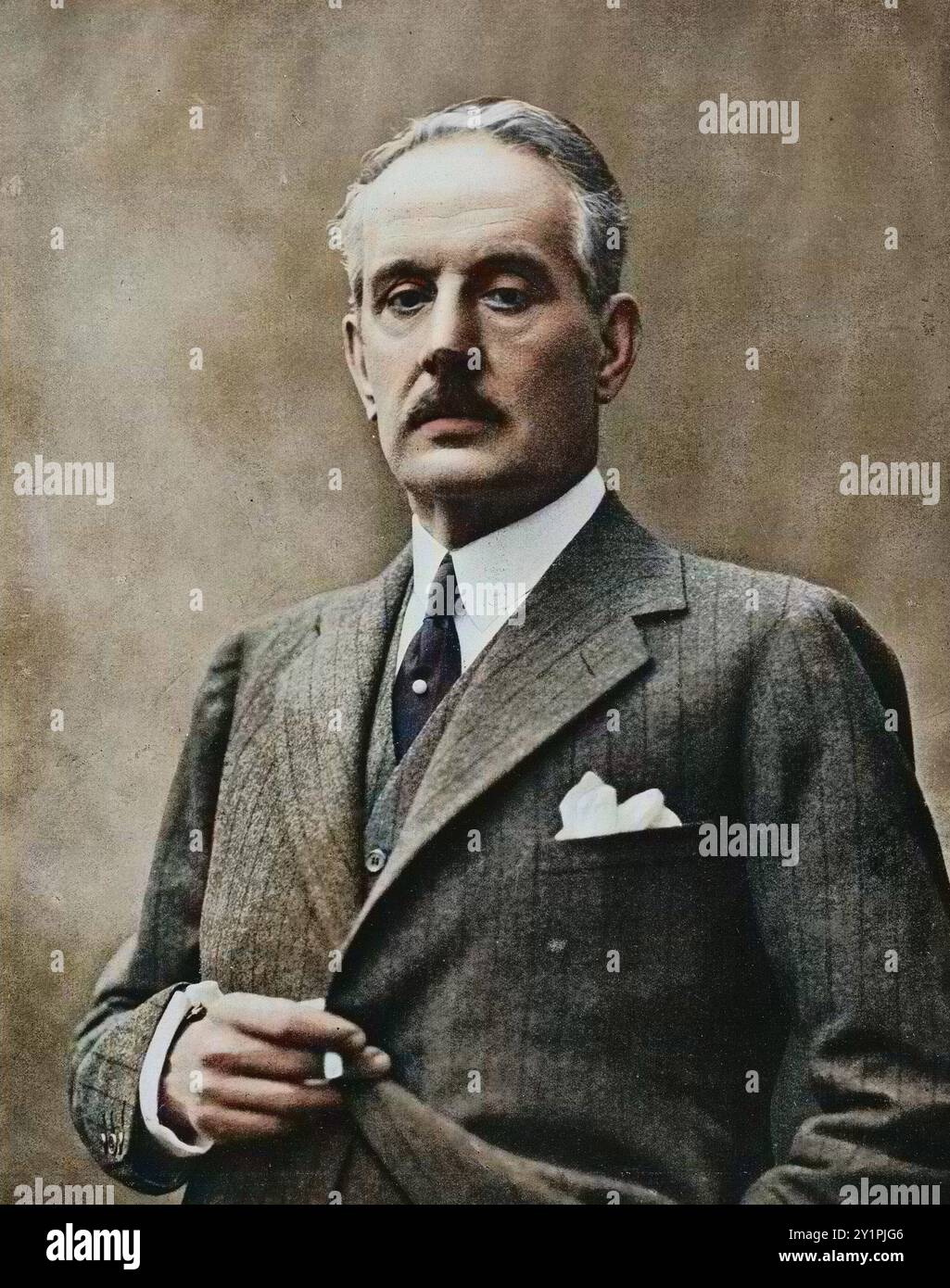 Portrait of Giacomo Puccini (1858-1924), Italian composer - 1924 photo colorié - later coloriage. Image colorée numériquement Banque D'Images