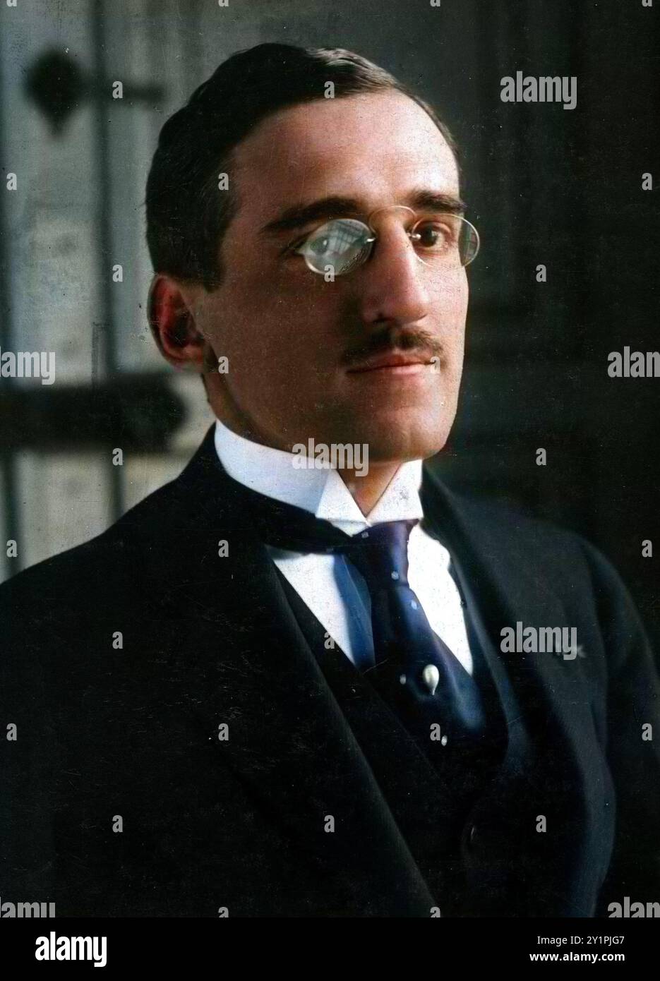 Alexandre Ier de Yougoslavie - Portrait de Alexandre Ier de Yougoslavie (Karageorgevitch ou Karadorde ou Karadordevic) (1888-1934), ou Alexandre II roi de Serbie (1903-1918). Annees 1915-1925 photo colorié lancé - later coloriage. Image colorée numériquement Banque D'Images