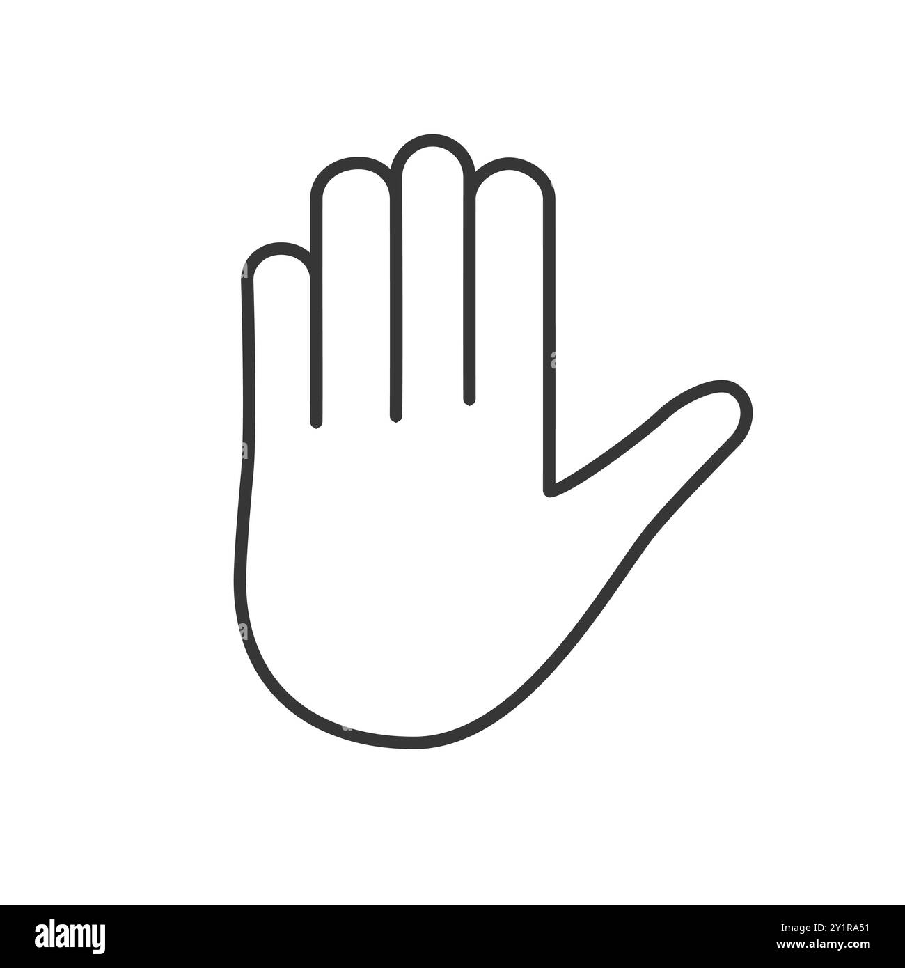 Contour vectoriel minimaliste d'un geste de paume de main ouverte, idéal pour les panneaux d'arrêt ou de salutation. Illustration de Vecteur