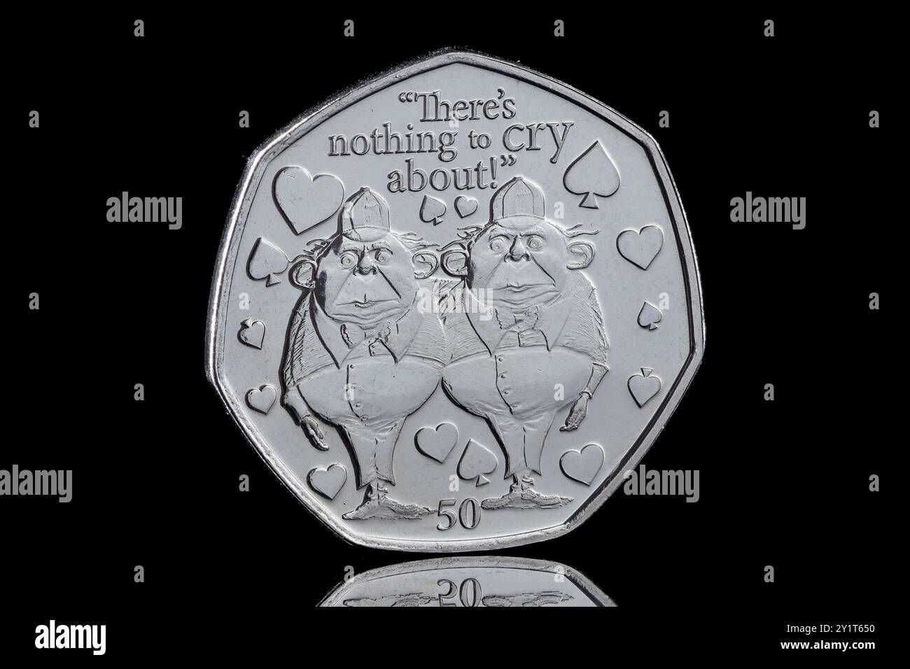 Tweedledum & Tweedledee personnages sur une pièce de 50p de l'île de Man de 2021 Banque D'Images
