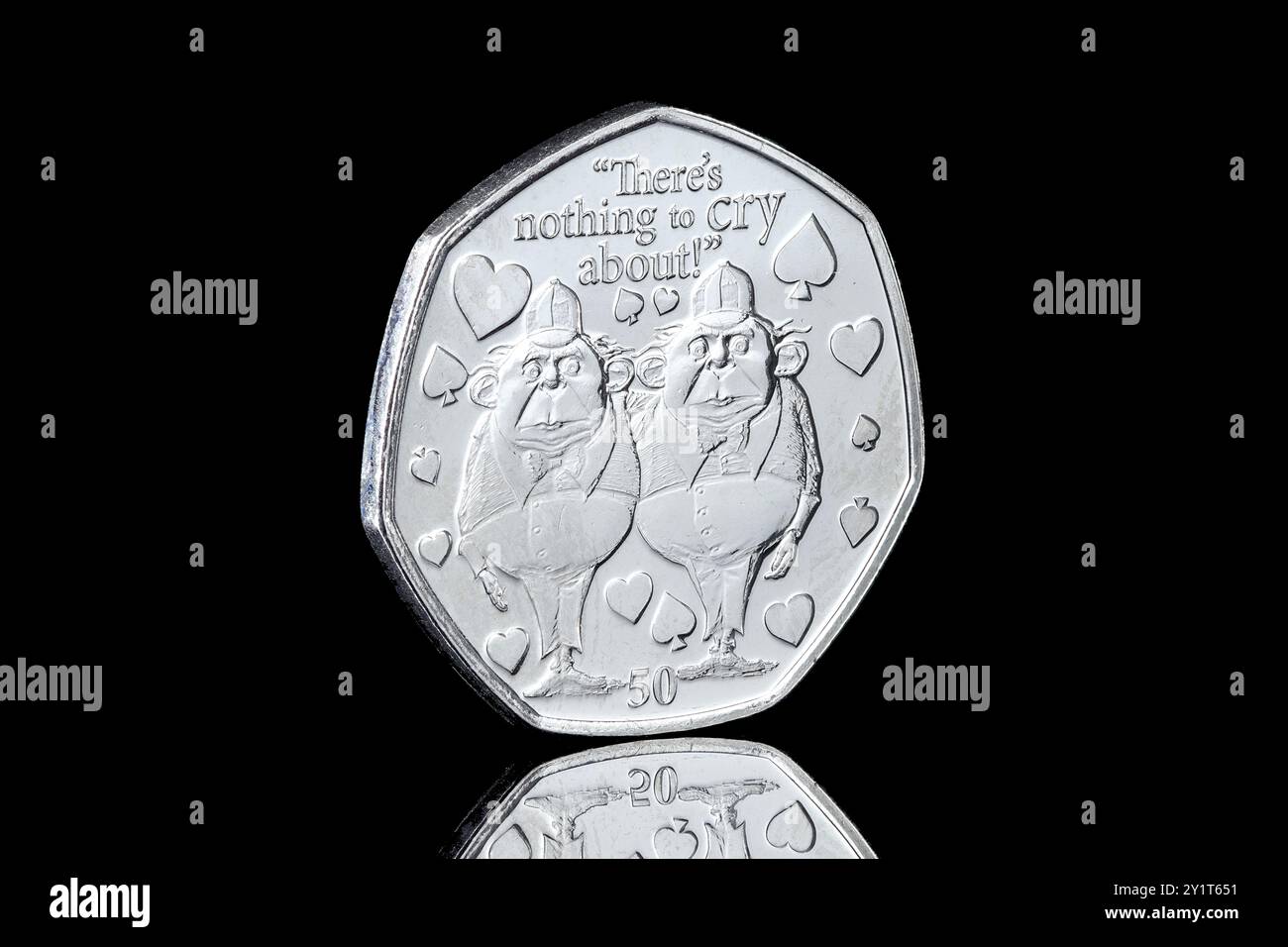 Tweedledum & Tweedledee personnages sur une pièce de 50p de l'île de Man de 2021 Banque D'Images