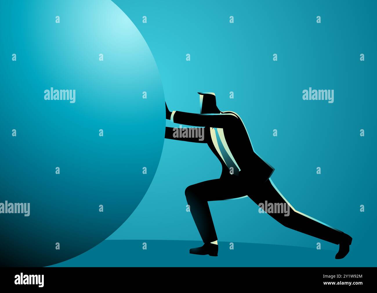 Concept d'affaires de l'homme d'affaires poussant la grande sphère, illustration vectorielle Illustration de Vecteur Concept d'affaires de l'homme d'affaires poussant la grande sphère, illustration vectorielle Illustration de Vecteur