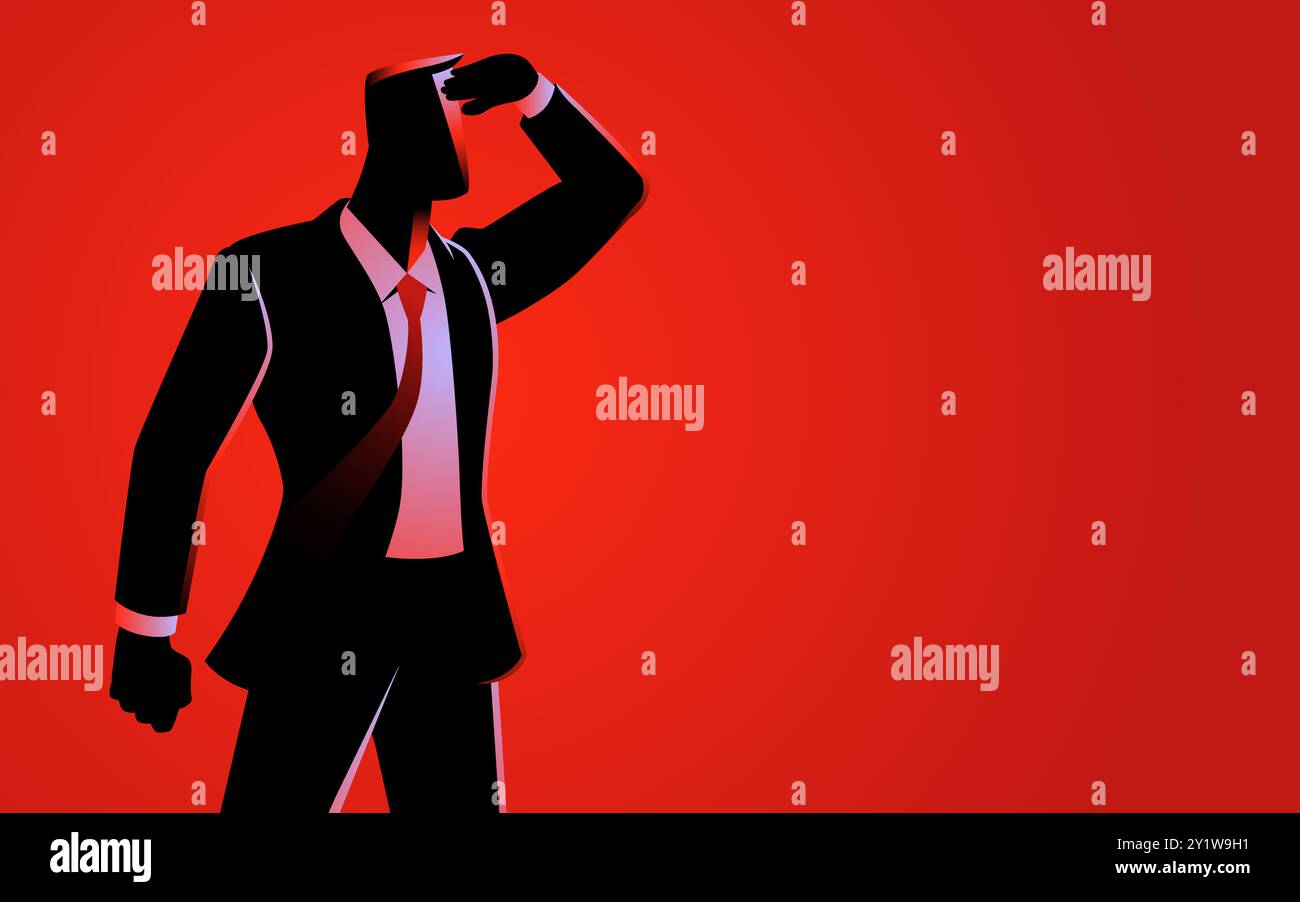 Homme d'affaires avec la main sur son front, pour mieux voir au loin. Idéal pour les affaires, la planification stratégique et les matériaux visionnaires Illustration de Vecteur Homme d'affaires avec la main sur son front, pour mieux voir au loin. Idéal pour les affaires, la planification stratégique et les matériaux visionnaires Illustration de Vecteur