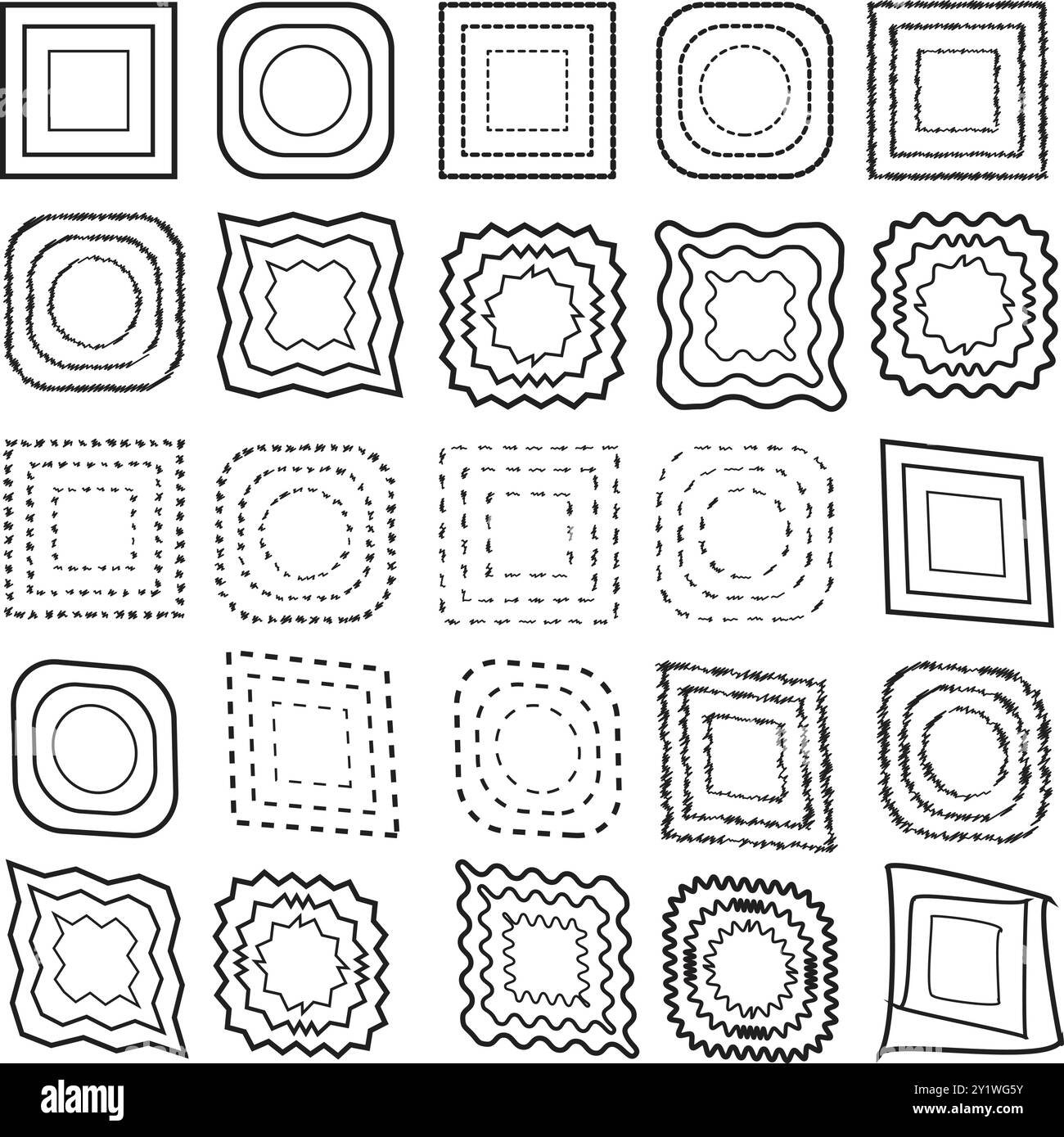 Forme de cadre de bordure icône Set Design Illustration de Vecteur