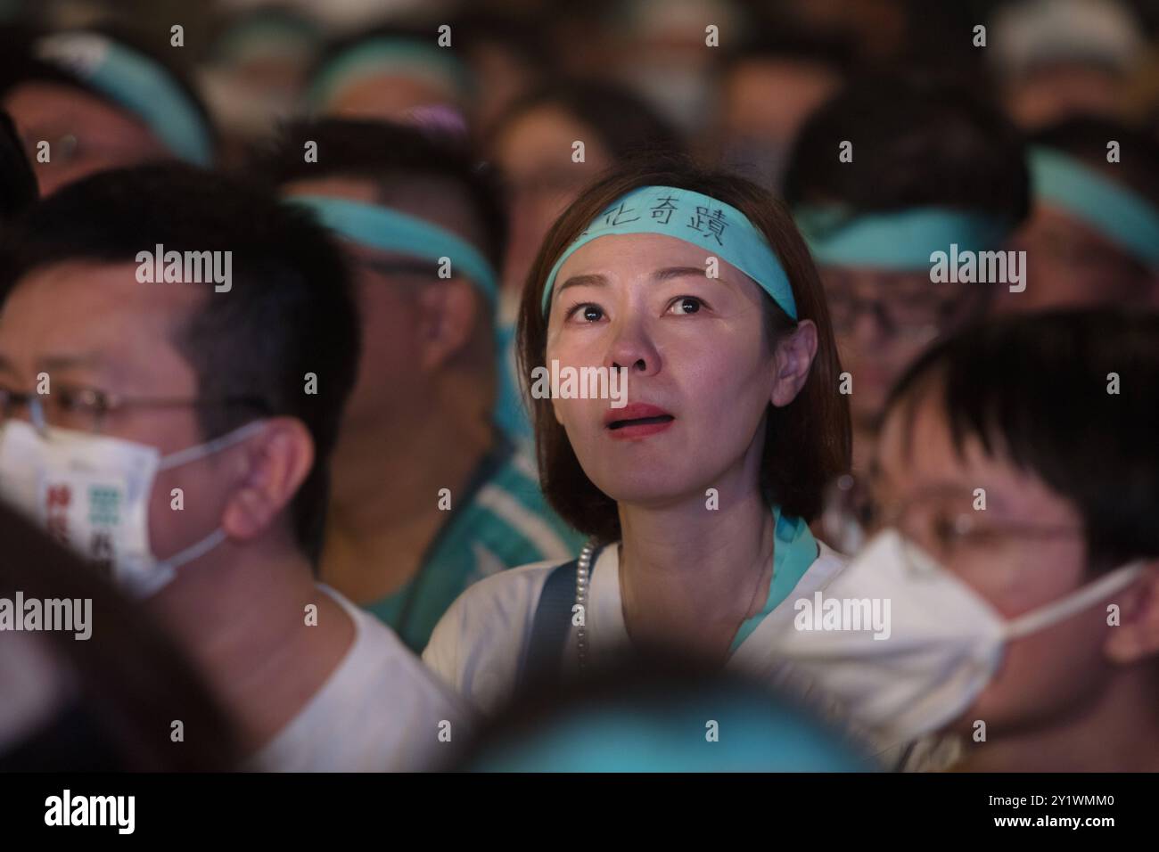 De nombreux partisans du président du TPP du Parti populaire de Taïwan, Ko Wen-je, ont crié des slogans et tenu des pancartes lors d'un rassemblement à Taipei le 8 septembre 2024. Ko avait déjà été placé en détention par la décision. Copyright : xJameson Wux Banque D'Images