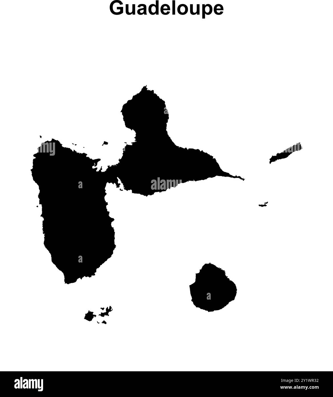 Conception de carte de contour vierge de Guadeloupe Illustration de Vecteur