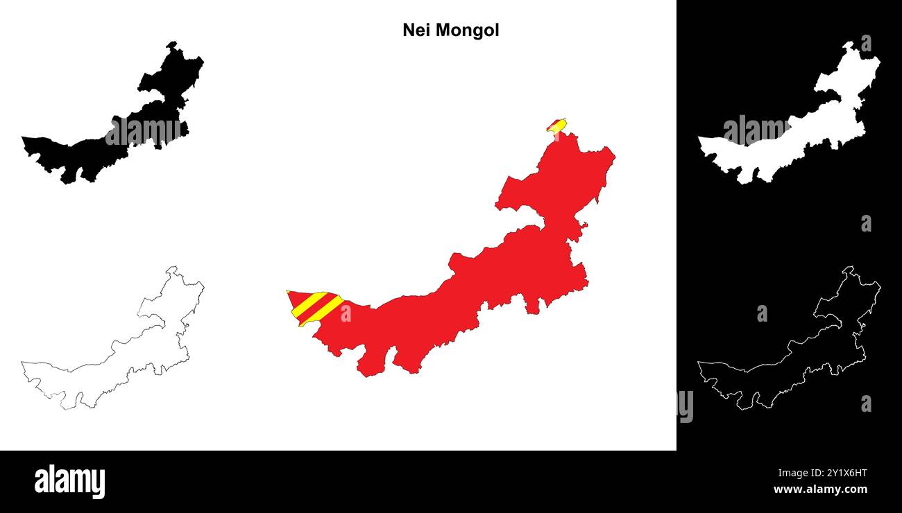 NEI Mongol ensemble de cartes de contour de la province Illustration de Vecteur