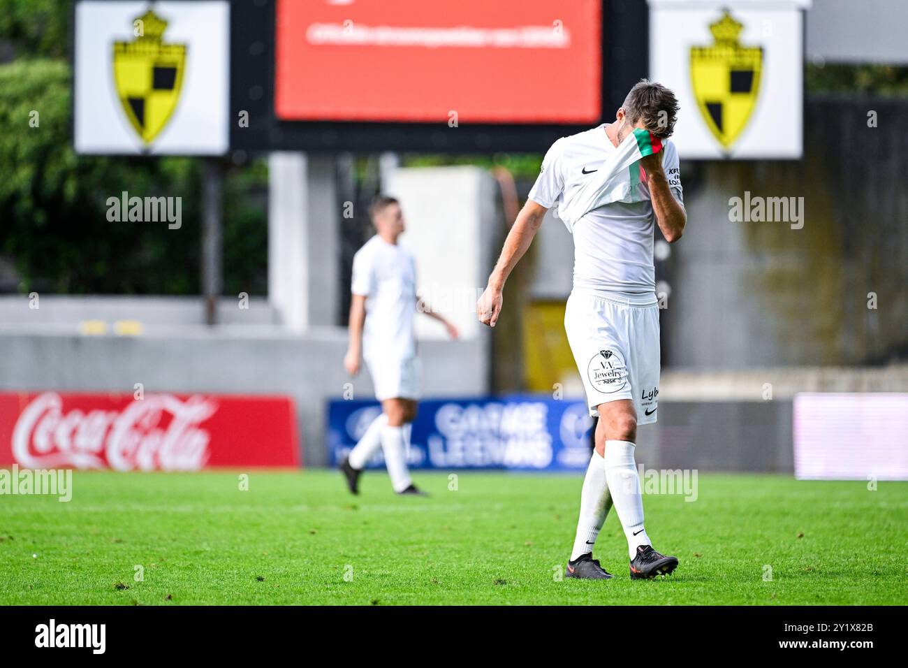 Lier, Belgique. 08 septembre 2024. Jef Van Der Veken de Houtvenne semble déçu lors d'un match de football entre K. Lierse S.K. (1b) et KFC Houtvenne (2e amateur), lors du sixième tour de la Croky Cup Belgian Cup, dimanche 08 septembre 2024 à lier. BELGA PHOTO TOM GOYVAERTS crédit : Belga News Agency/Alamy Live News Banque D'Images