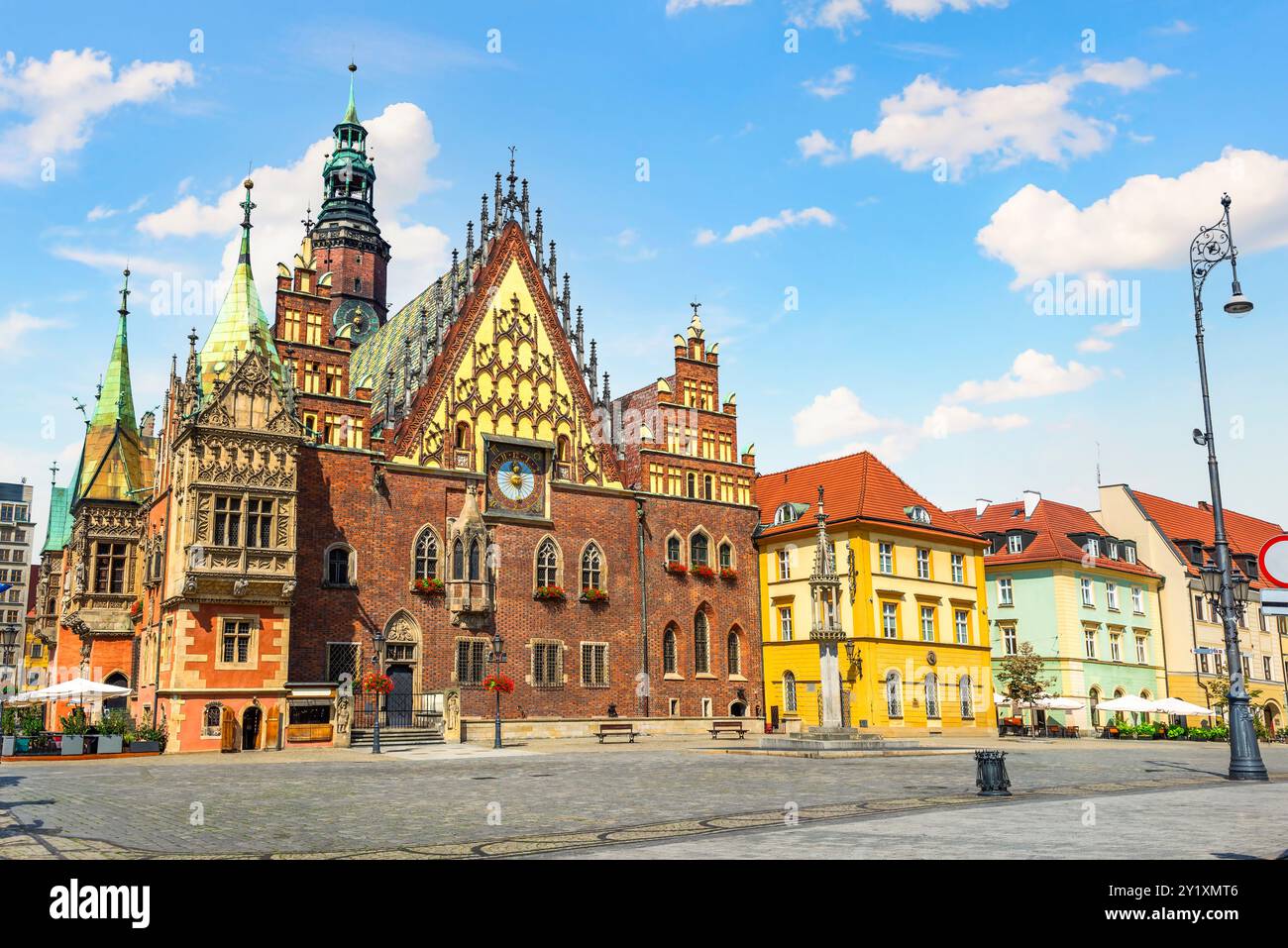 Hôtel de ville sur la place du marché de Wroclaw, Pologne Banque D'Images