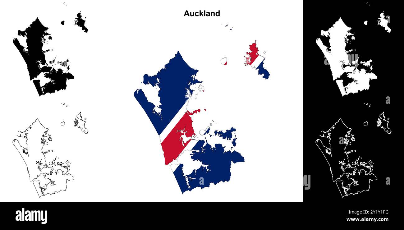 Jeu de cartes à contour vierge d'Auckland Illustration de Vecteur