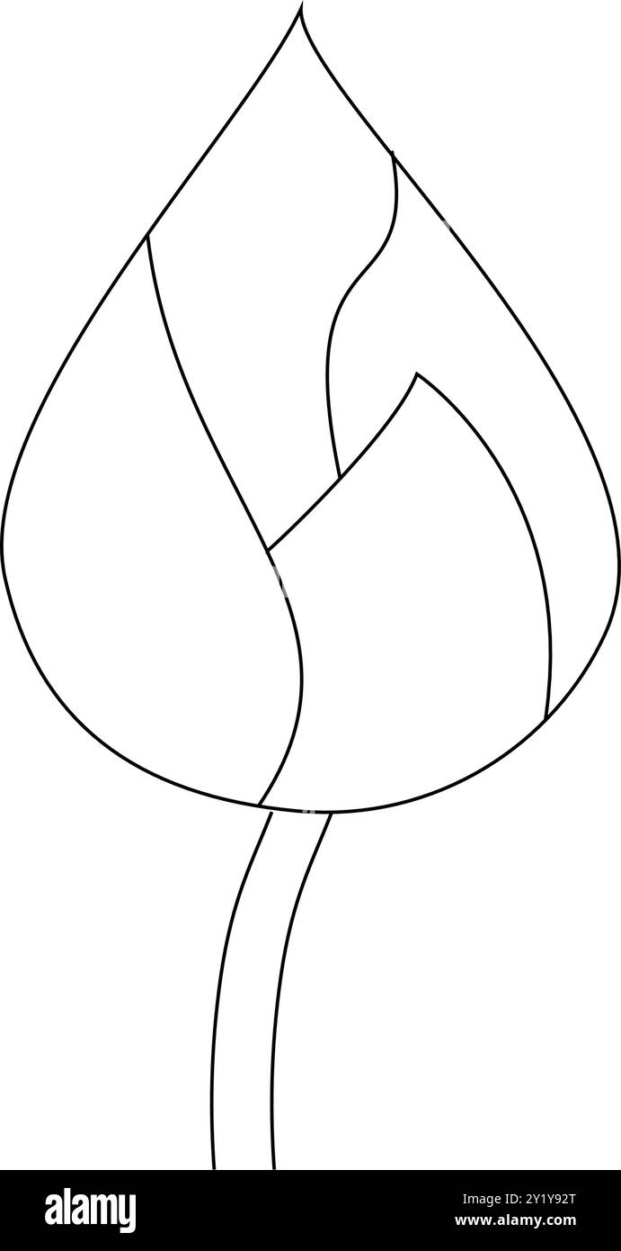 Bud de fleur de Lotus dans le style art au trait. Illustration vectorielle dessinée à la main du nénuphar asiatique en couleurs noir et blanc pour la conception spa ou zen. Dessin floral Illustration de Vecteur