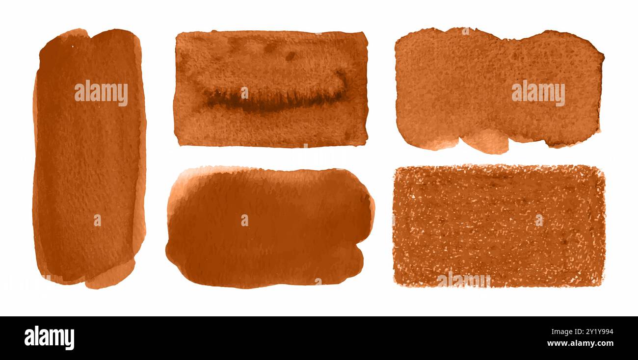 Ensemble d'éléments graphiques vectoriels d'aquarelle marron. Collection coups de pinceau Illustration de Vecteur