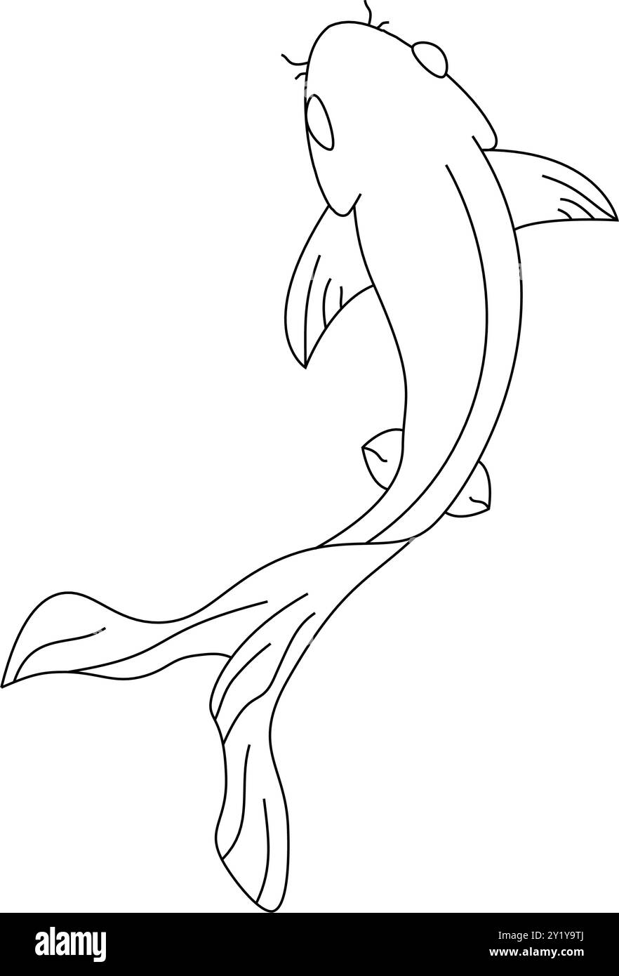Koi fish un dessin simple ligne de beauté élégante pour l'identité du logo de l'entreprise. Élégant concept japonais belle icône de carpe de poisson. lin continu tendance Illustration de Vecteur