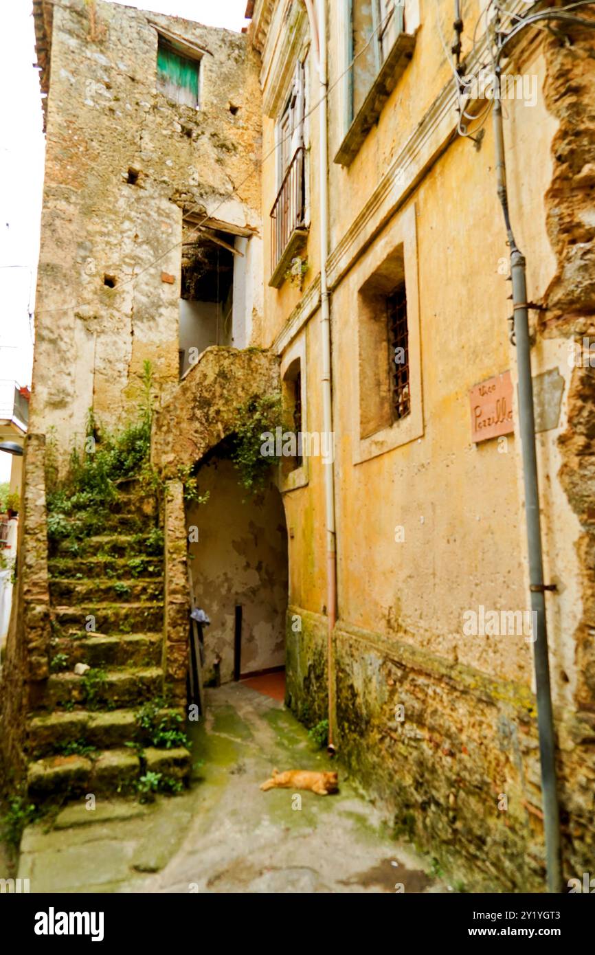 Lentiscosa, l'ancien village, Salerne, Campanie, Italie Banque D'Images