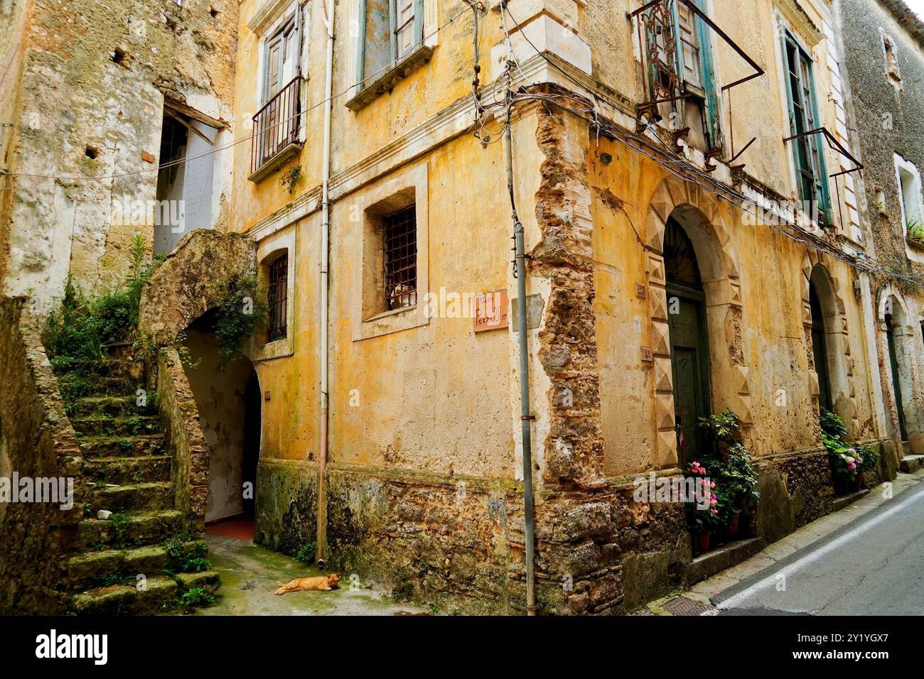 Lentiscosa, l'ancien village, Salerne, Campanie, Italie Banque D'Images