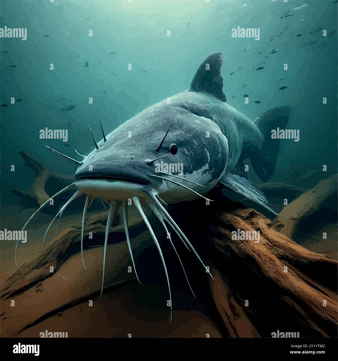 Des profondeurs à la surface : le monde de Piraíba. Illustration de Vecteur