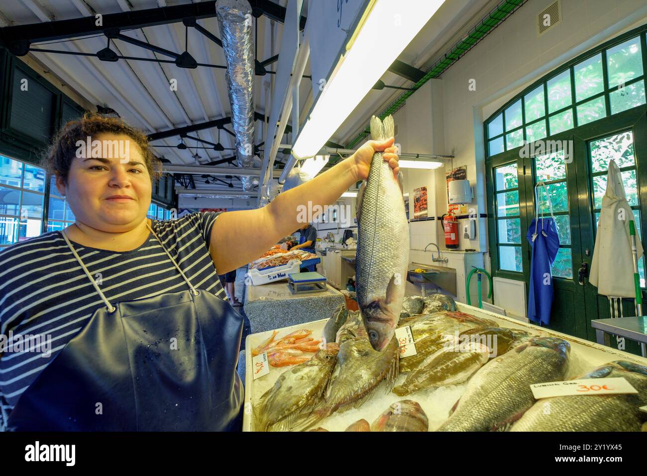 Marché aux poissons, Mahon, Minorque, îles baléares, Espagne. Banque D'Images