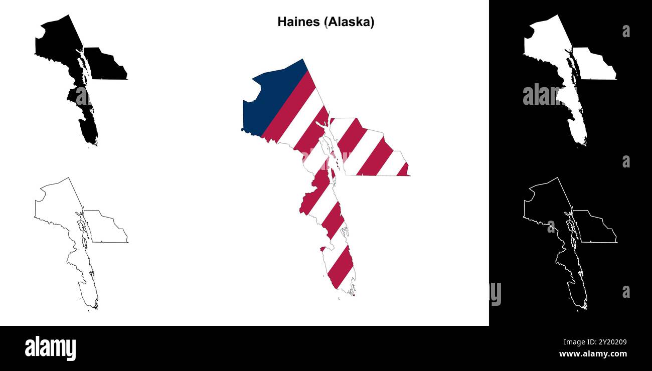 Ensemble de cartes de contour de Haines Borough (Alaska) Illustration de Vecteur