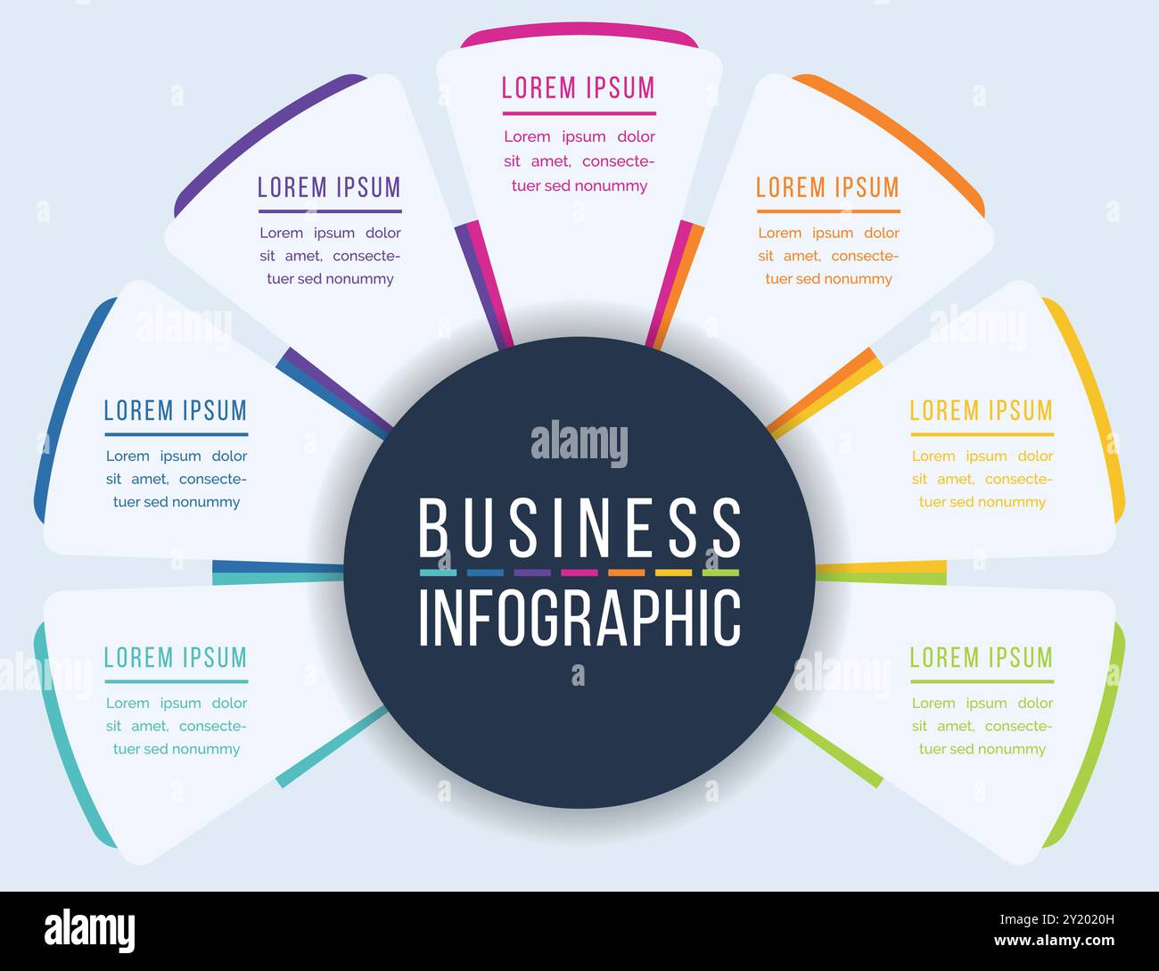 Business Infographic design 7 étapes, objets, éléments ou options modèle de cercle d'affaires infographique Illustration de Vecteur