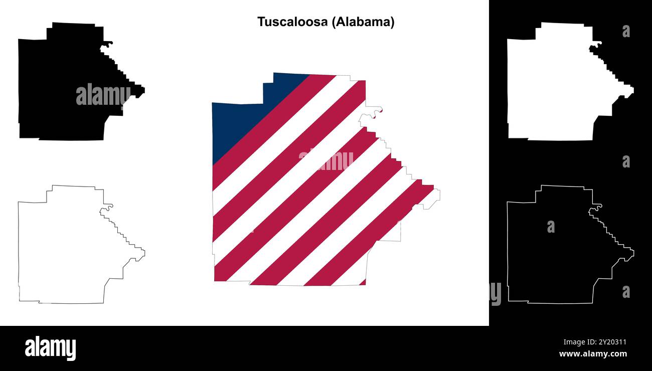 Ensemble de cartes du comté de Tuscaloosa (Alabama) Illustration de Vecteur