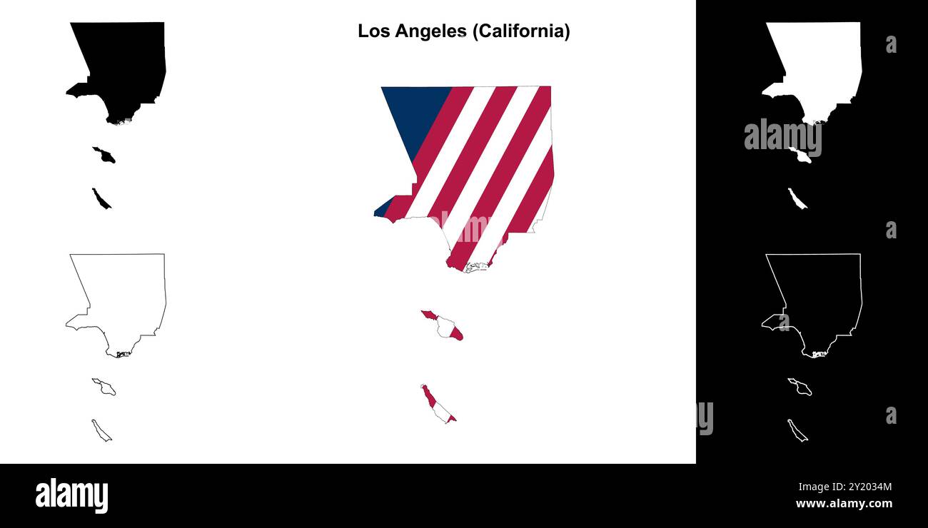 Ensemble de cartes du comté de Los Angeles (Californie) Illustration de Vecteur