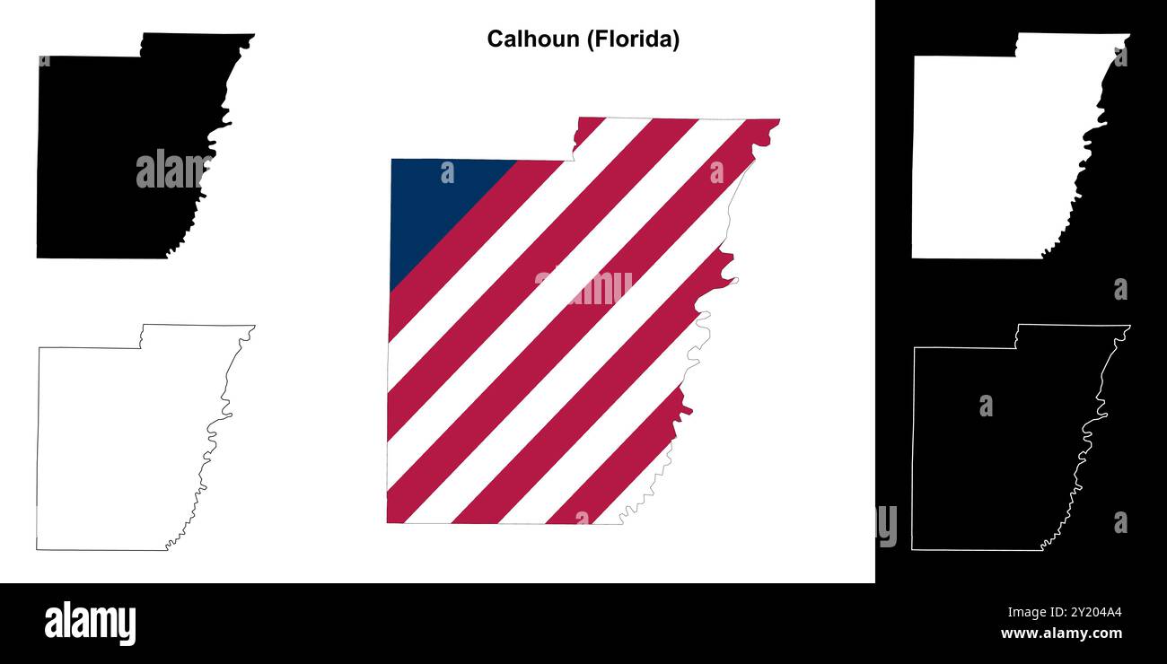 Ensemble de cartes de contour du comté de Calhoun (Floride) Illustration de Vecteur