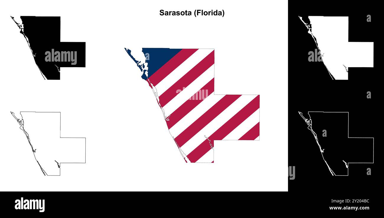Sarasota County (Floride) ensemble de cartes de contour Illustration de Vecteur