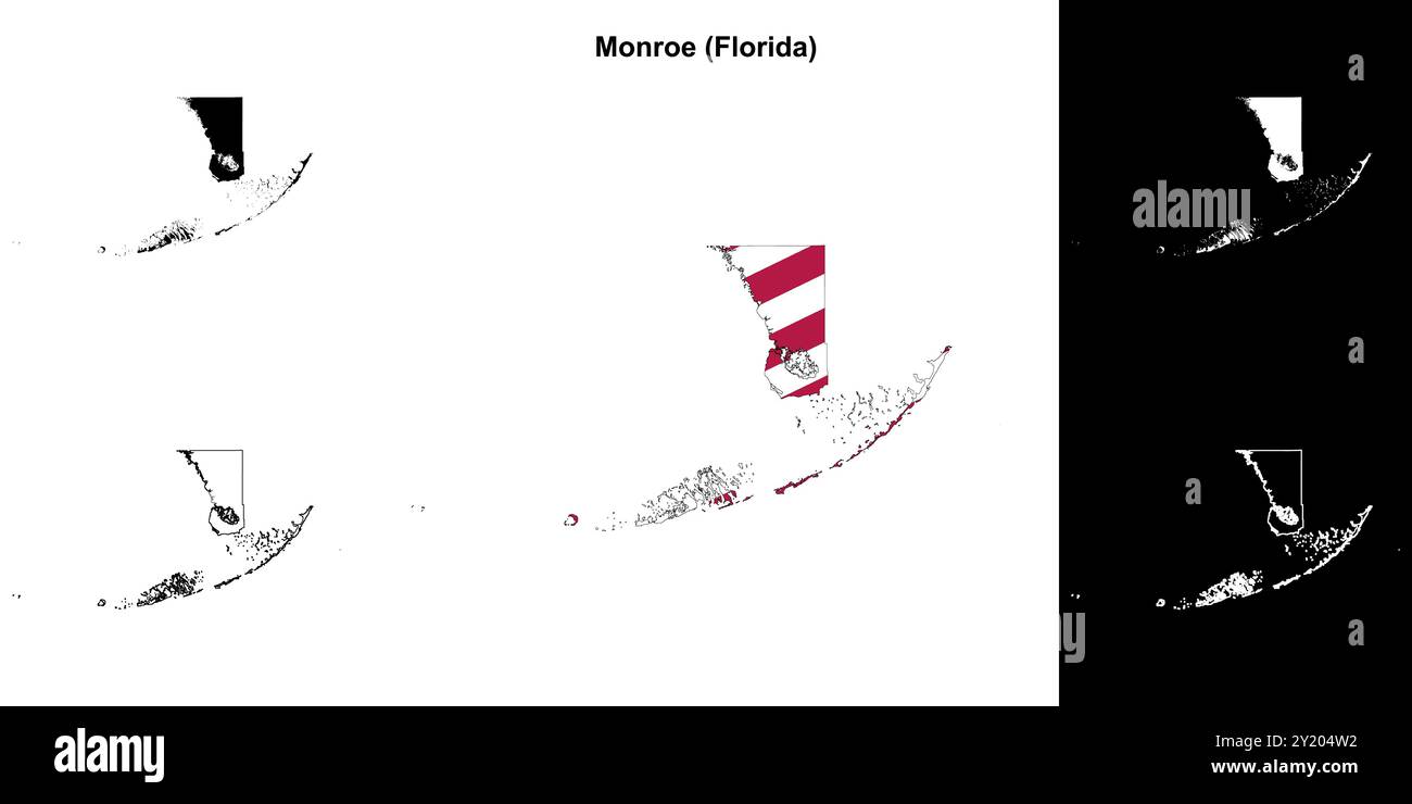 Ensemble de cartes du comté de Monroe (Floride) Illustration de Vecteur