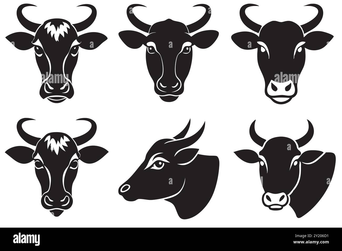 Illustration vectorielle de silhouette de tête de vache Illustration de Vecteur