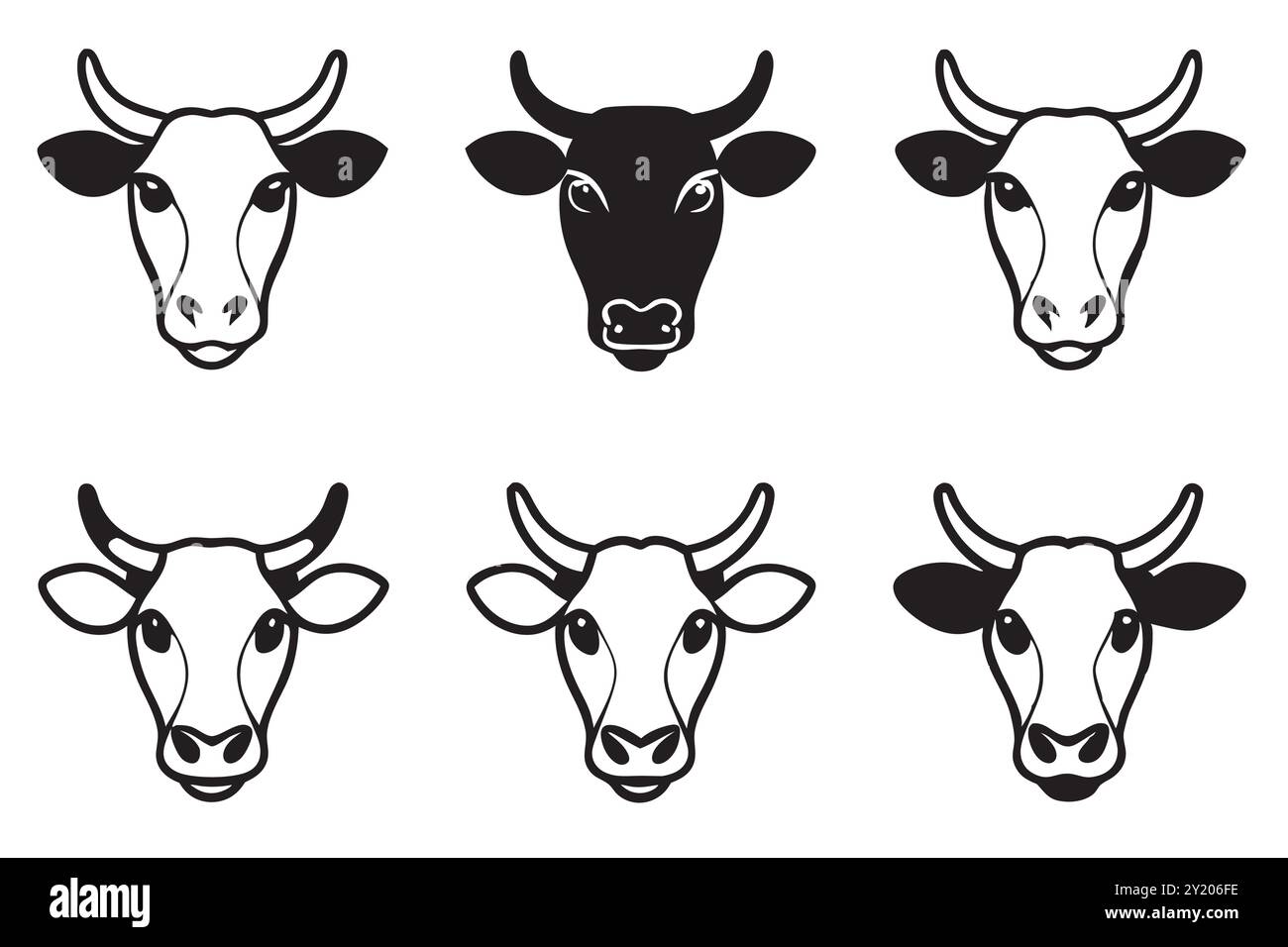 Illustration vectorielle de silhouette de tête de vache Illustration de Vecteur