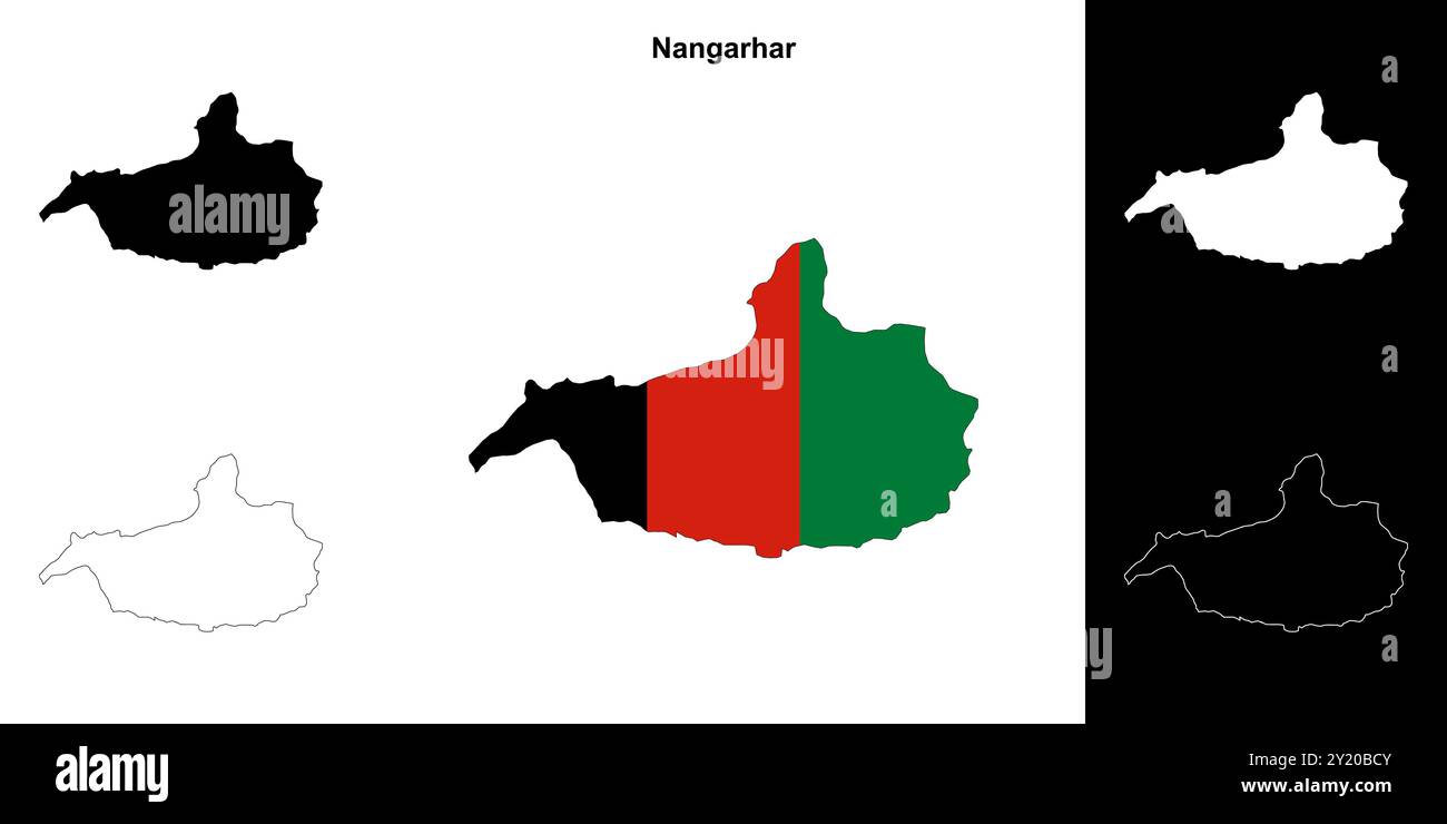 Ensemble de cartes de contour de la province de Nangarhar Illustration de Vecteur