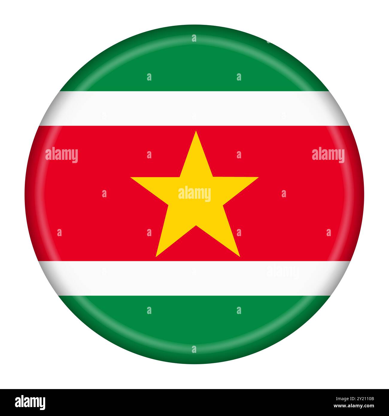 Illustration d'un bouton drapeau du Suriname avec chemin de détourage Banque D'Images