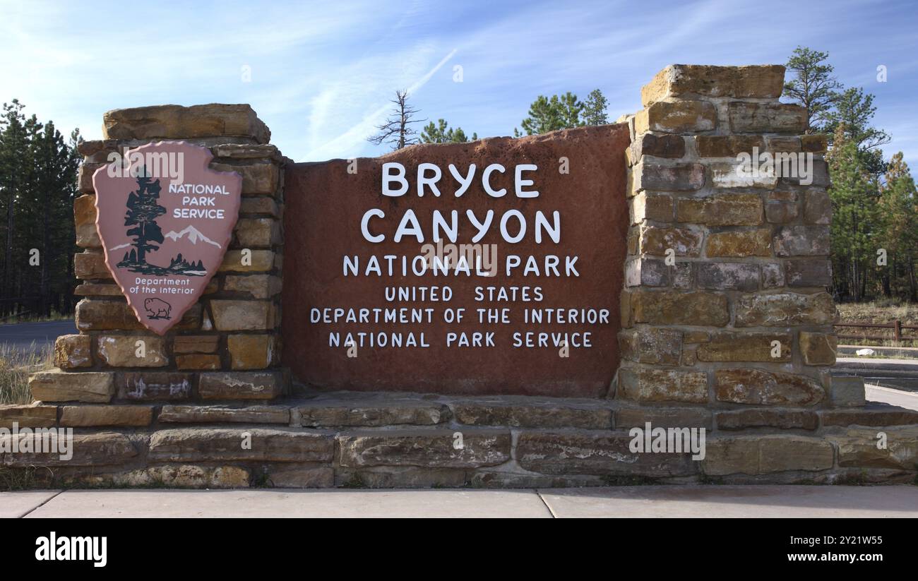 Panneau d'entrée de Bryce Canyon NP dans l'Utah Banque D'Images