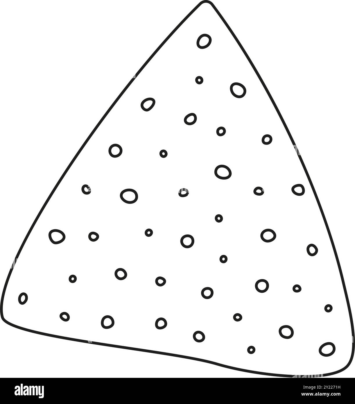 Contour tortilla chips nacho isolé. Élément de conception de pointeur d'icône d'autocollant dans un style minimaliste. Cartes d'illustration vectorielle, affiche, flyer, bannière, brochure, étiquette de prix, étiquette ou web, idée de conception promo Illustration de Vecteur