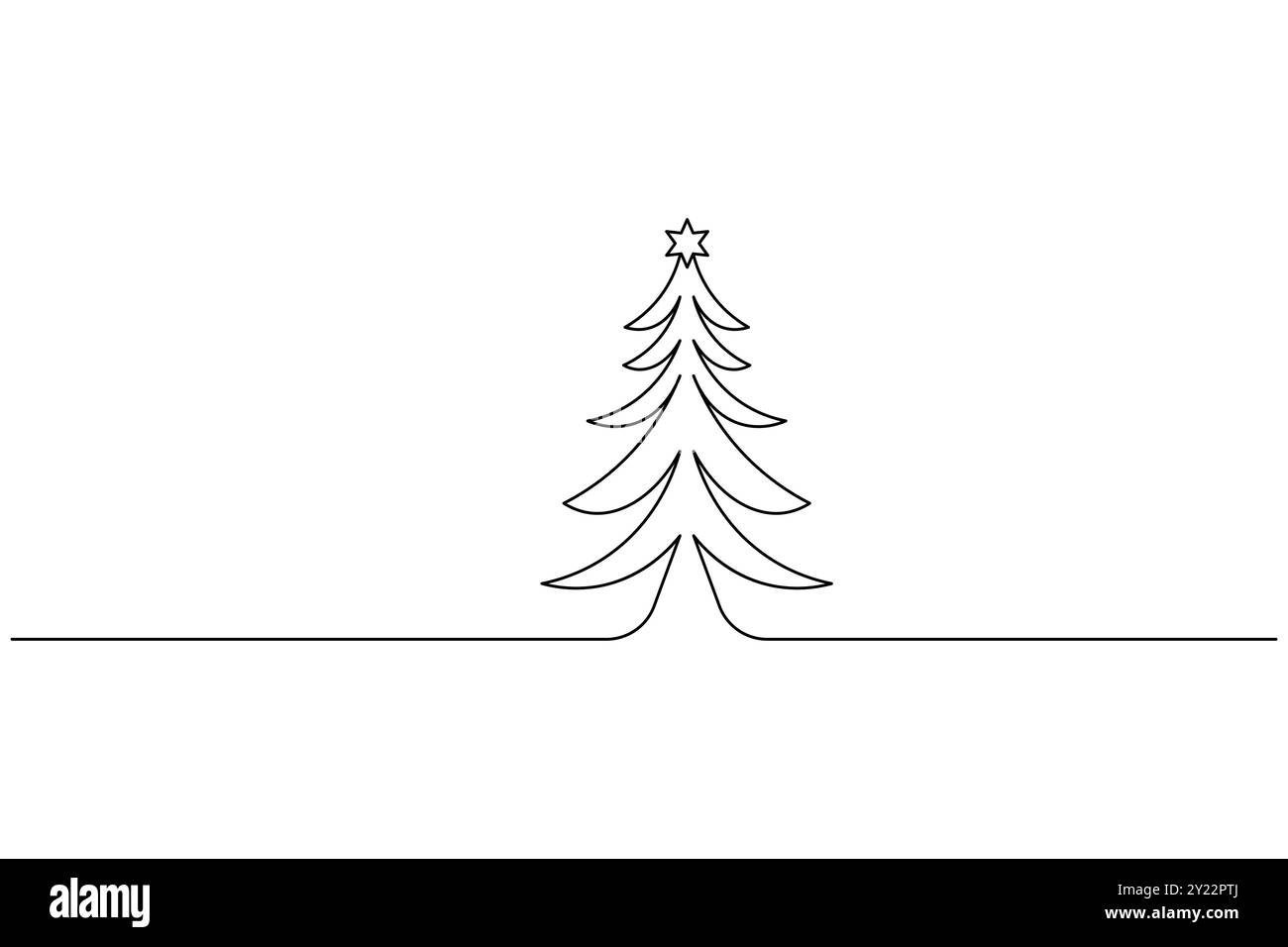 Arbre de Noël continu dessin d'une ligne et icône de vecteur de contour unique isolé Illustration de Vecteur