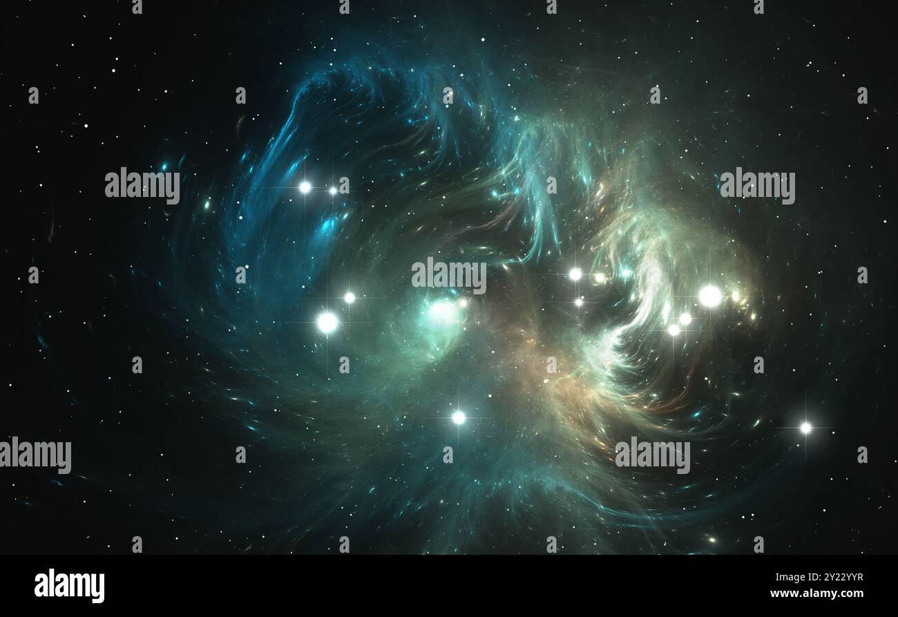 Fond d'espace avec nébuleuse colorée et étoiles Banque D'Images