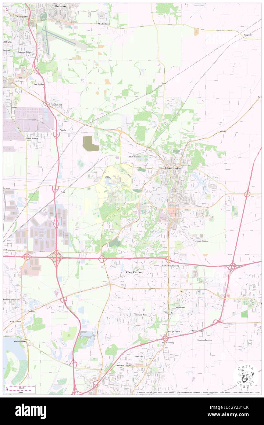 Edwardsville, Comté de Madison, US, États-Unis, Illinois, n 38 48' 41'', S 89 57' 11'', carte, Cartascapes carte publiée en 2024. Explorez Cartascapes, une carte qui révèle la diversité des paysages, des cultures et des écosystèmes de la Terre. Voyage à travers le temps et l'espace, découvrir l'interconnexion du passé, du présent et de l'avenir de notre planète. Banque D'Images