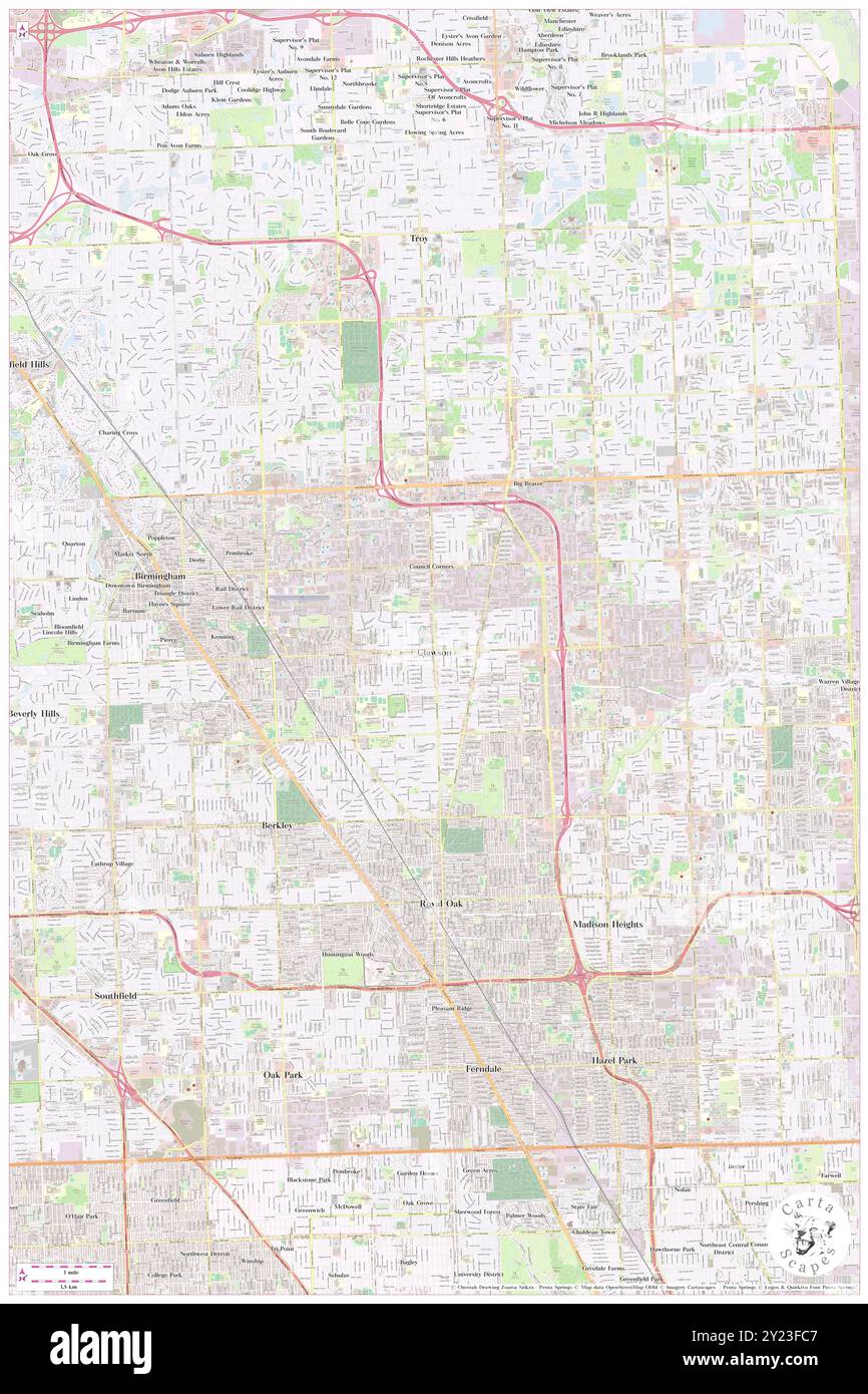 Clawson, Comté d'Oakland, US, États-Unis, Michigan, n 42 32' 0'', S 83 8' 46'', carte, Cartascapes carte publiée en 2024. Explorez Cartascapes, une carte qui révèle la diversité des paysages, des cultures et des écosystèmes de la Terre. Voyage à travers le temps et l'espace, découvrir l'interconnexion du passé, du présent et de l'avenir de notre planète. Banque D'Images