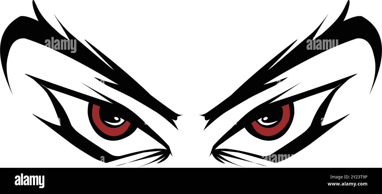Dessin animé Angry expression Eye design avec fond transparent. Parfait pour les autocollants, tatouages, icônes, timbres Illustration de Vecteur