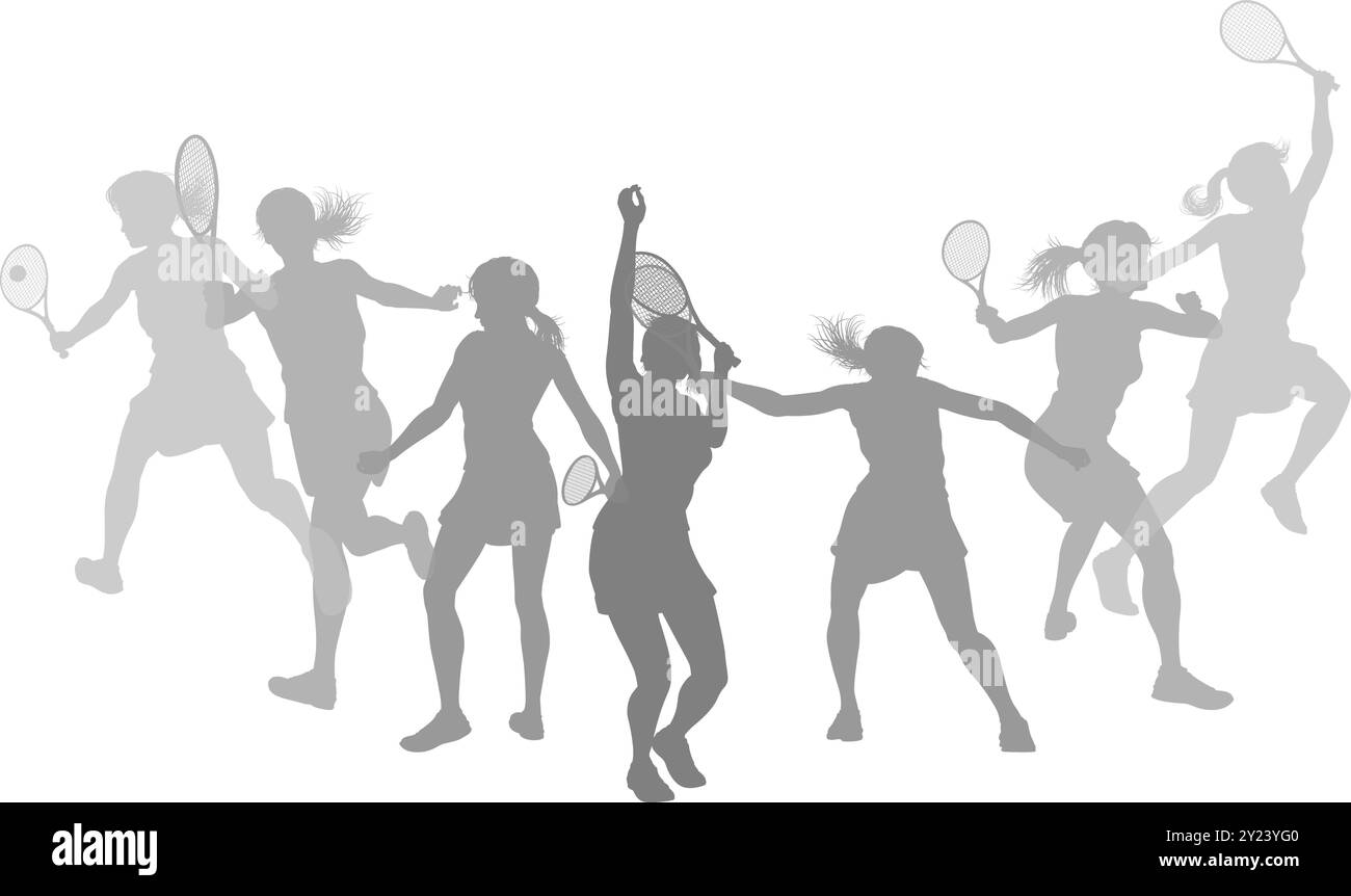 Silhouette tennis Players concept silhouettes Illustration de Vecteur