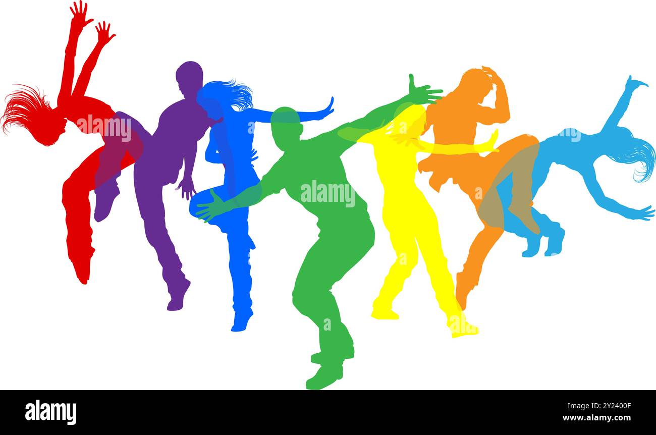 Danseurs Silhouette Street Dance pose silhouettes Illustration de Vecteur