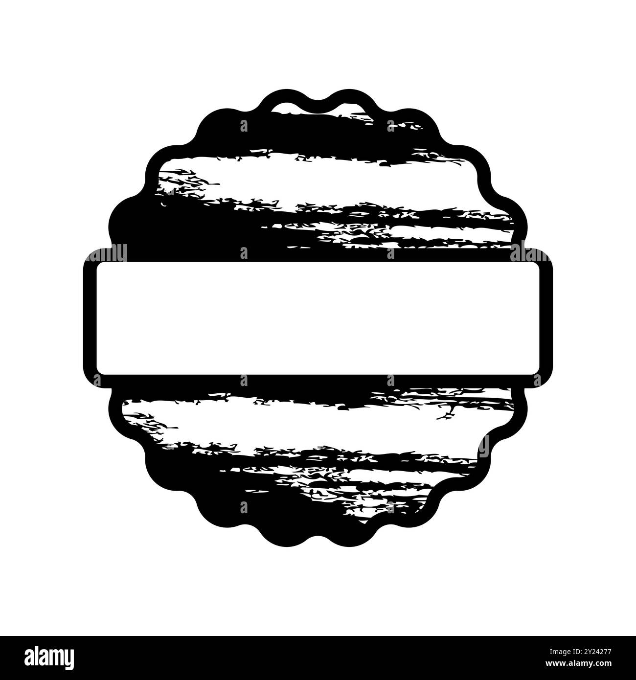 Un badge noir et blanc élégant présente une forme circulaire avec des étoiles et un espace vide, idéal pour une image de marque personnalisée, des récompenses ou un événement Illustration de Vecteur
