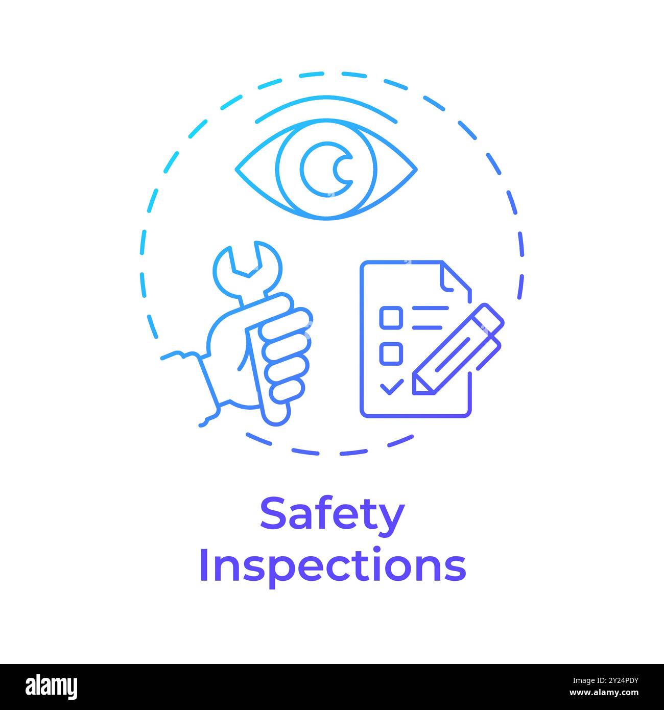 Icône de concept de gradient bleu des inspections de sécurité Illustration de Vecteur