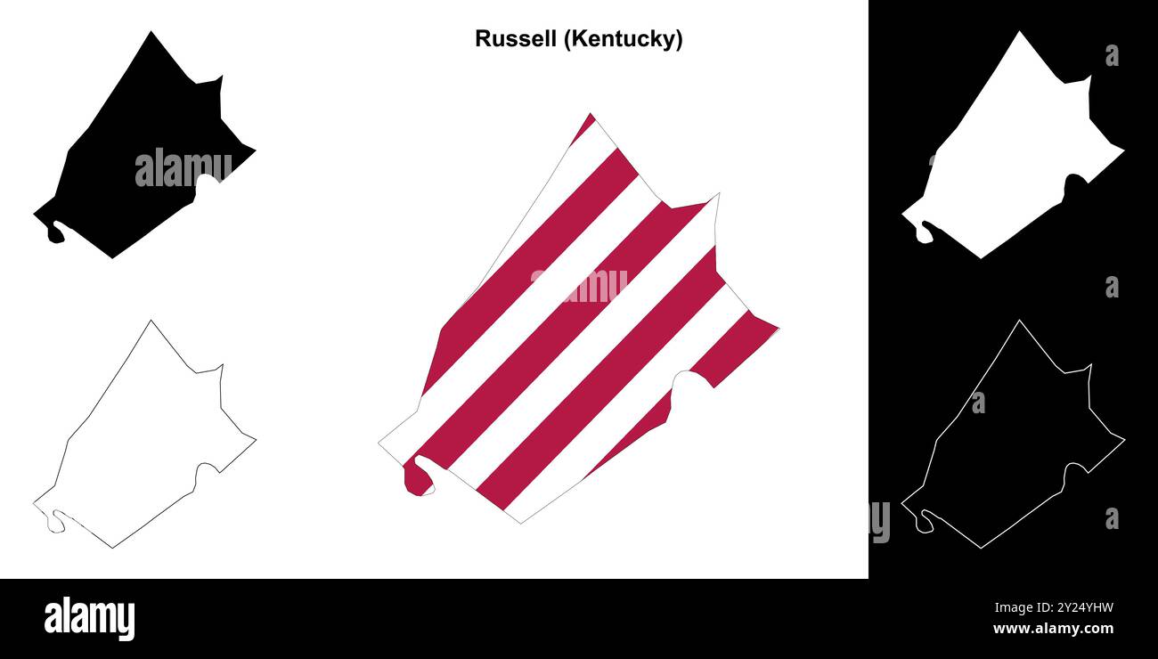 Ensemble de cartes du comté de Russell (Kentucky) Illustration de Vecteur