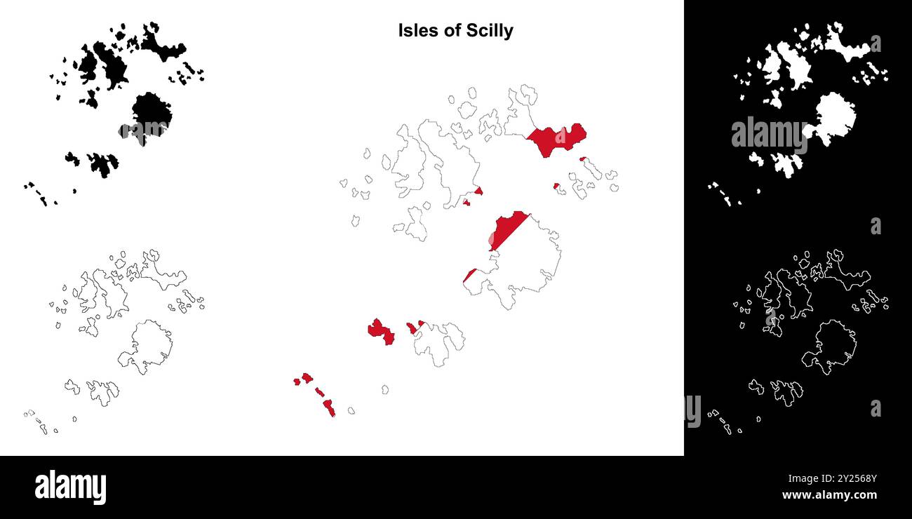 Jeu de cartes à contour blanc des îles Scilly Illustration de Vecteur