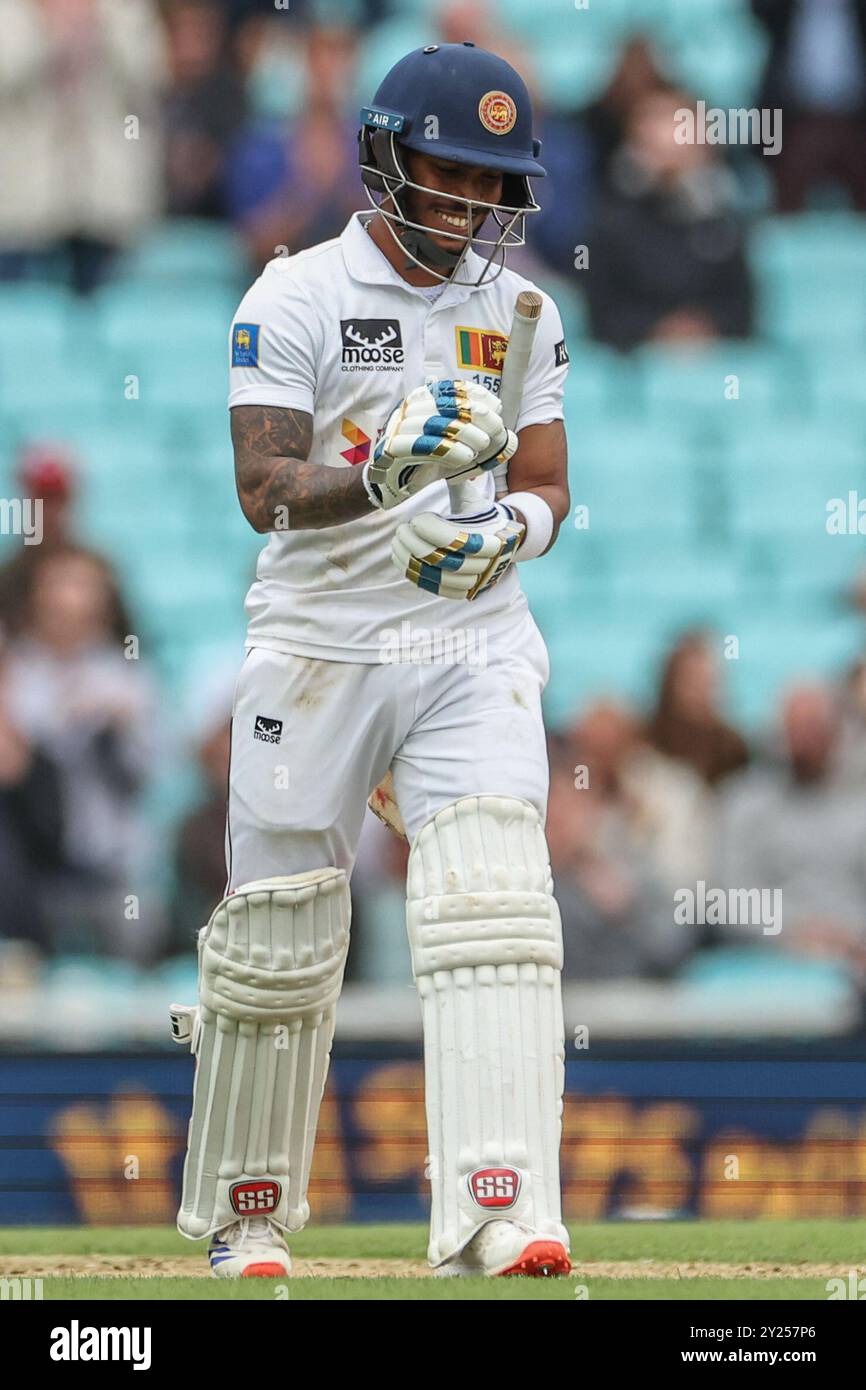 Londres, Royaume-Uni. 09th Sep, 2024. Pathum Nissanka du Sri Lanka lors du troisième jour de Rothesay test match Angleterre - Sri Lanka au Kia Oval, Londres, Royaume-Uni, 9 septembre 2024 (photo par Mark Cosgrove/News images) à Londres, Royaume-Uni le 9/9/2024. (Photo de Mark Cosgrove/News images/SIPA USA) crédit : SIPA USA/Alamy Live News Banque D'Images