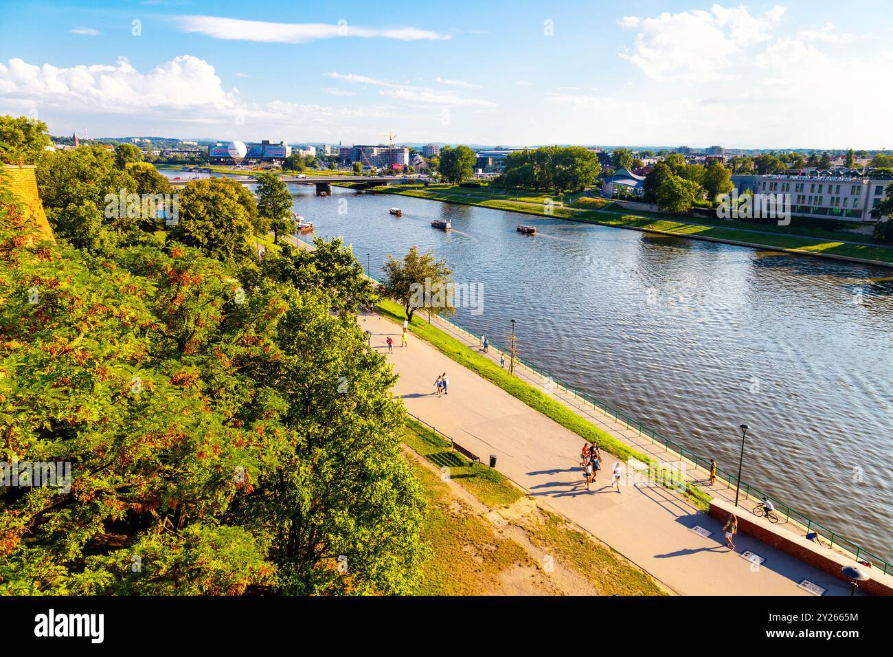 Vue de la Vistule depuis la colline de Wawel, Cracovie, Pologne Banque D'Images