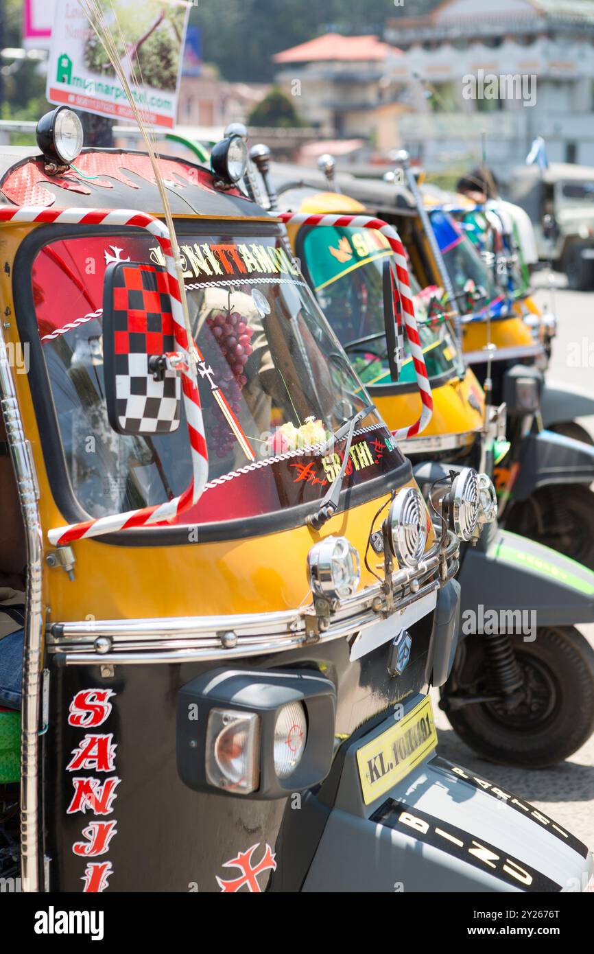 Inde, Kerala, Munnar, Auto tuk tuks Banque D'Images